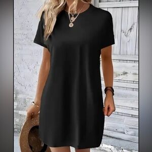 Veronica M Black T-Shirt Dress Size XS Made in USA Stretch Jersey